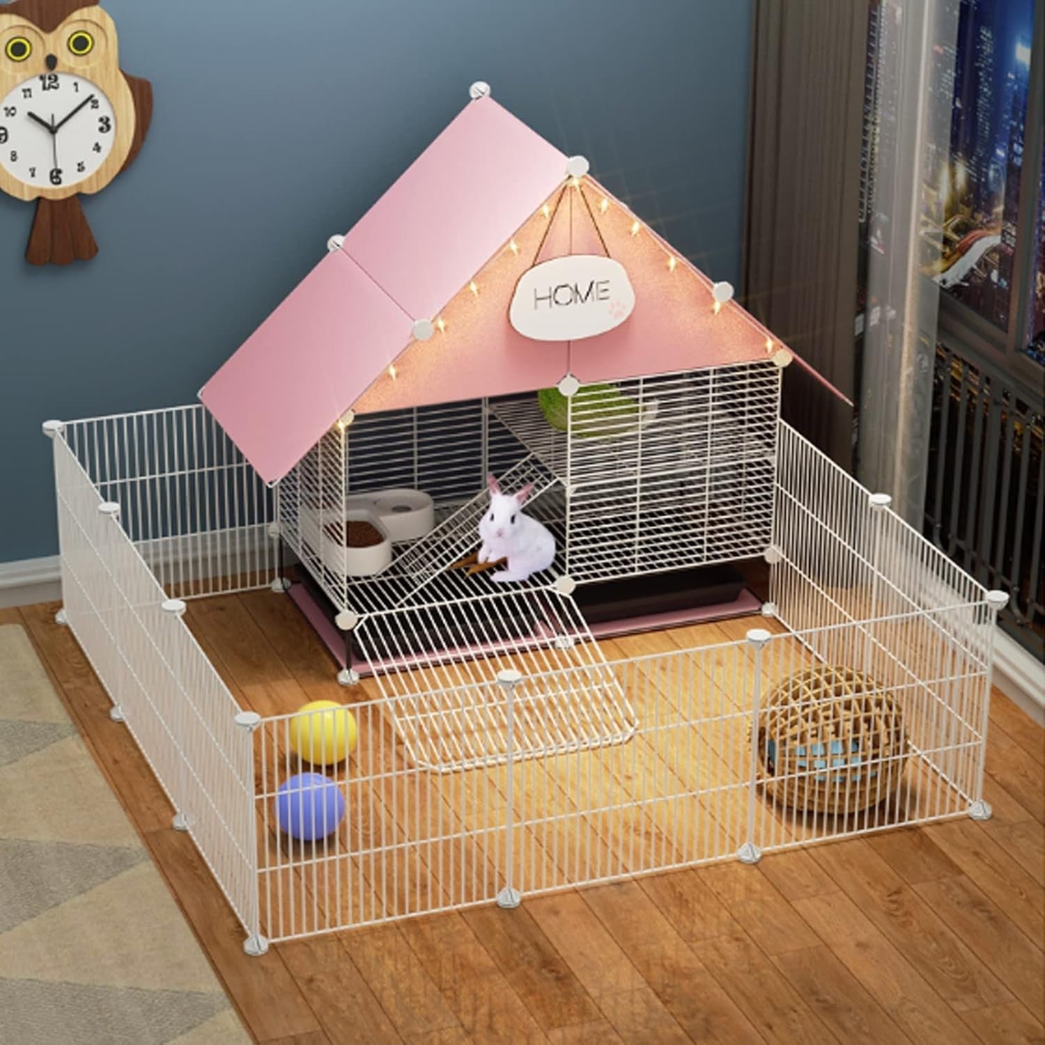 2-Story Rabbit Cage Indoor Large Hutch With Trays Secure Pet Enclosure