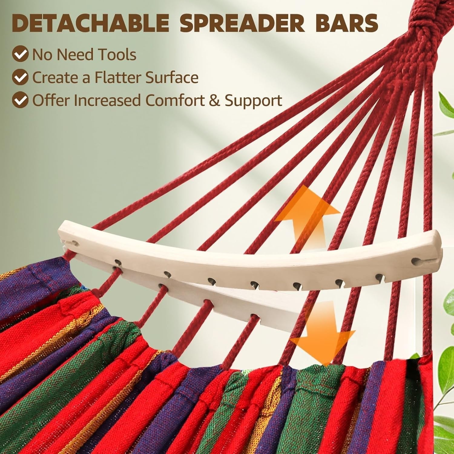 Cotton Hammock with Pillow 300kg Capacity Portable Outdoor Garden Lounger