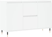 White Engineered Wood Sideboard with Iron Legs – Durable Storage Cabinet