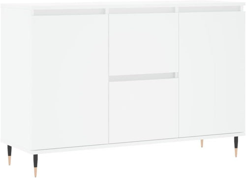 White Engineered Wood Sideboard with Iron Legs – Durable Storage Cabinet