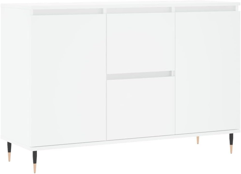 White Engineered Wood Sideboard with Iron Legs – Durable Storage Cabinet