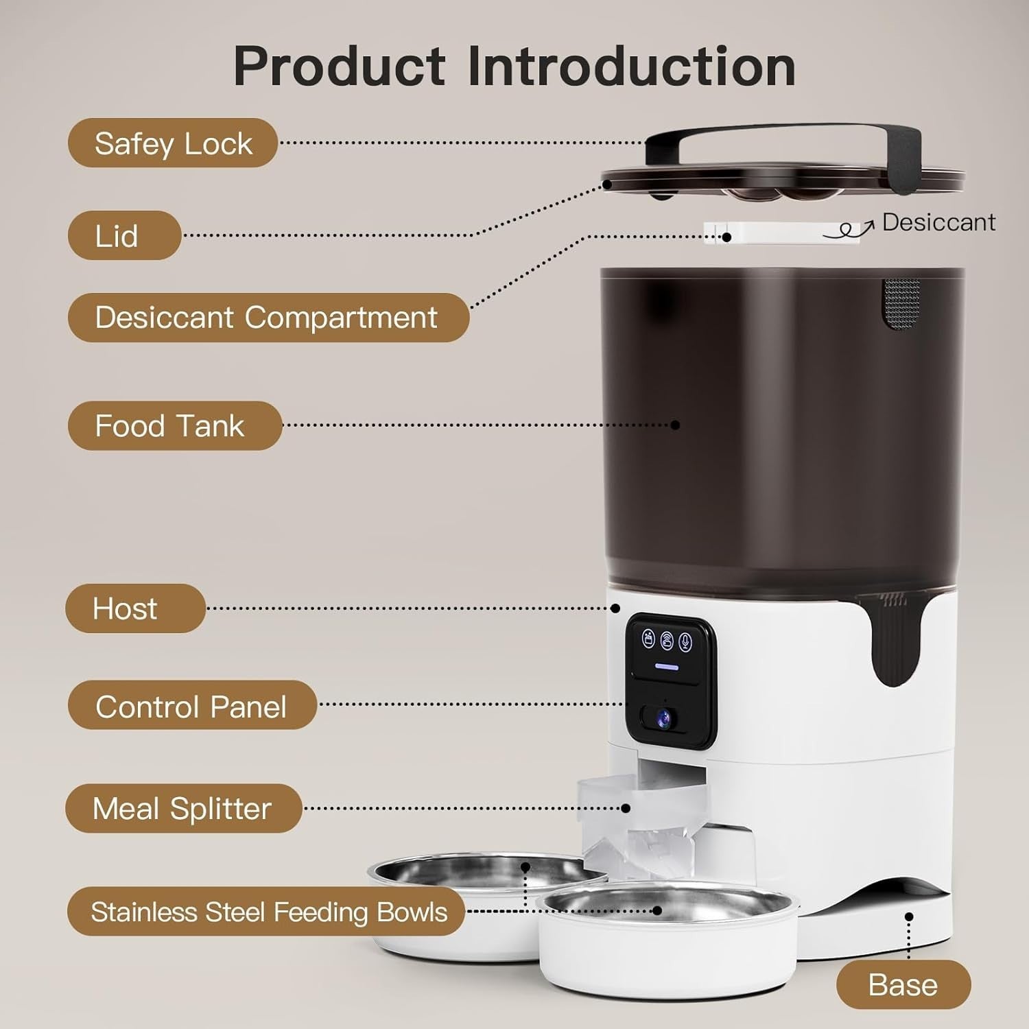 Automatic Cat Feeder Camera 7L Dual Bowl WiFi App Control 1080P HD