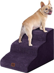 3 Step Dog Stairs for Bed Non Slip Foam Pet Steps Purple