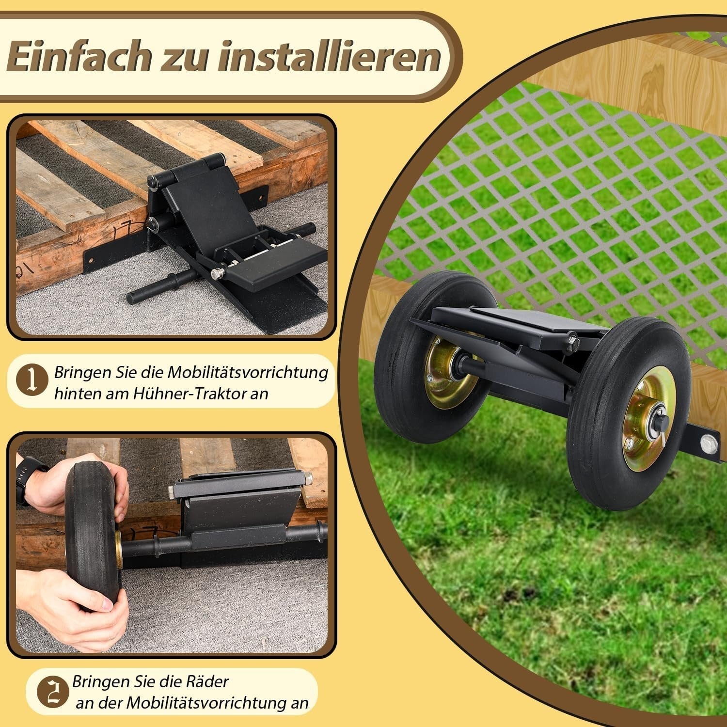 Chicken Coop Wheels Kit Heavy Duty Tractor Mover Lift System
