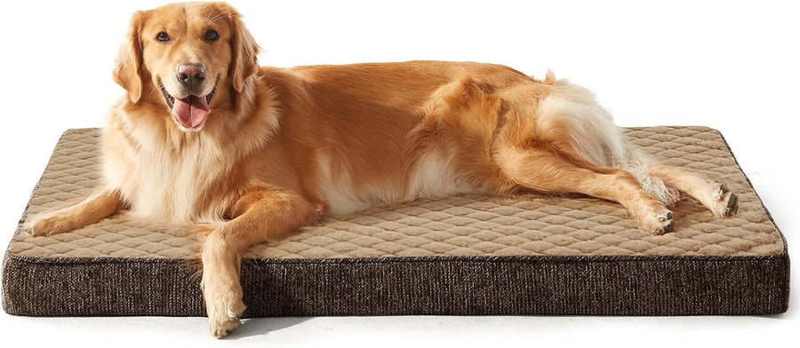 XXL Orthopedic Dog Crate Bed 119x74cm Memory Foam Brown