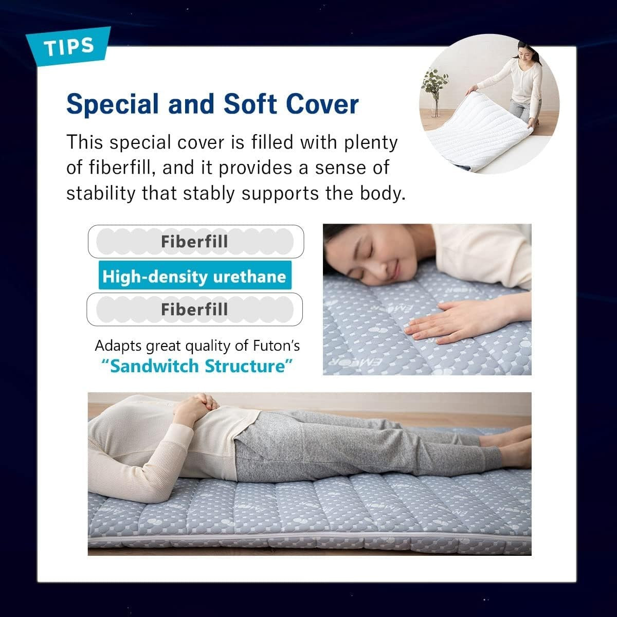 Japanese Floor Futon Mattress Single | Tatami Foldable Foam Topper Bed