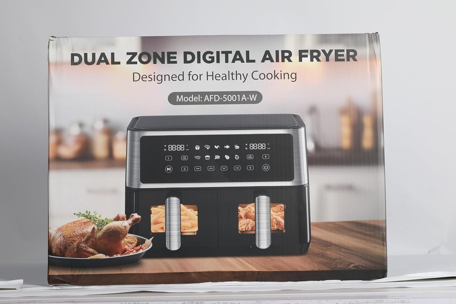 10L Dual Air Fryer with Window 2 Drawers 10 Presets Sync Cook Touchscreen