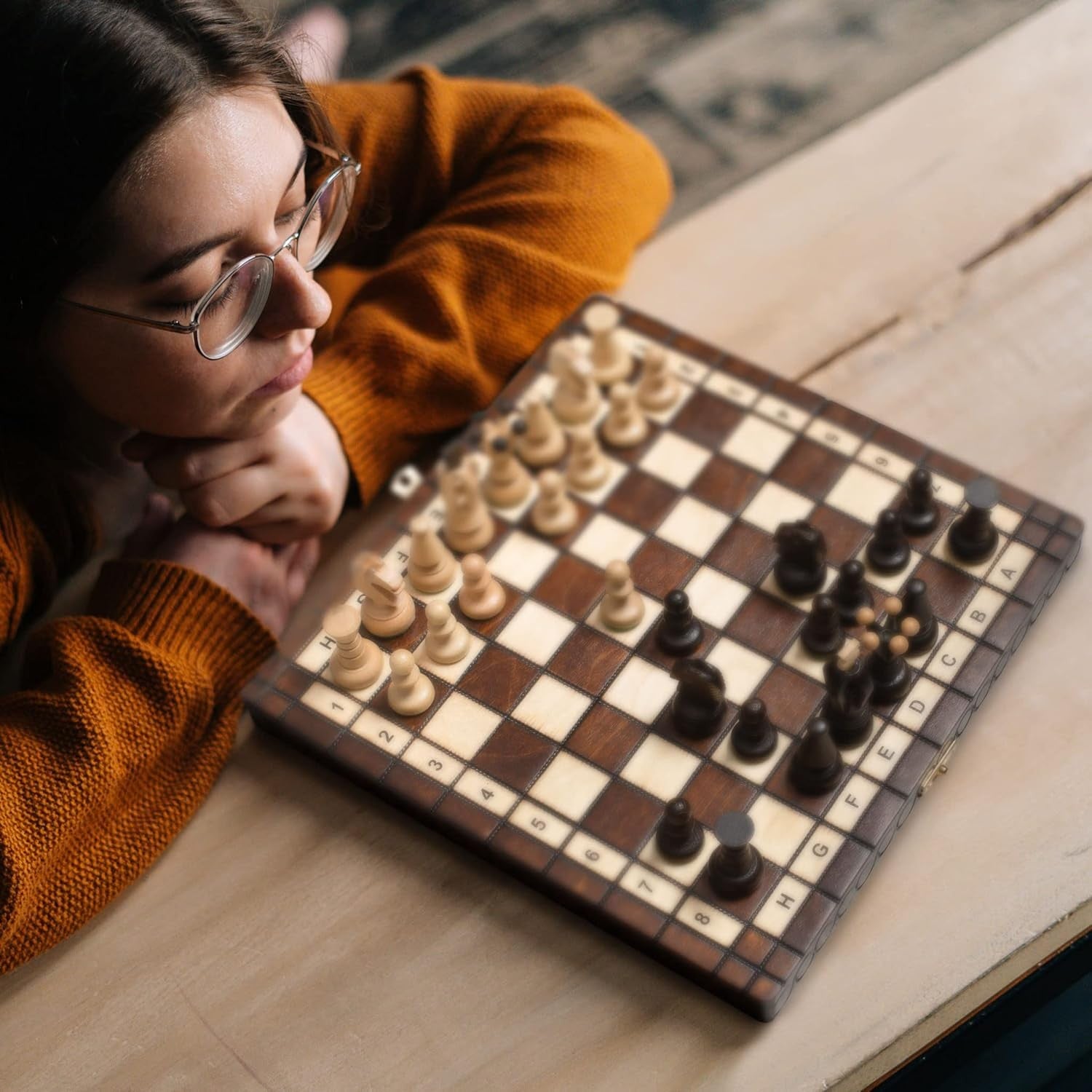 Small Wooden Chess Set 28cm • Handcrafted Pieces • Folding Travel Board Gift