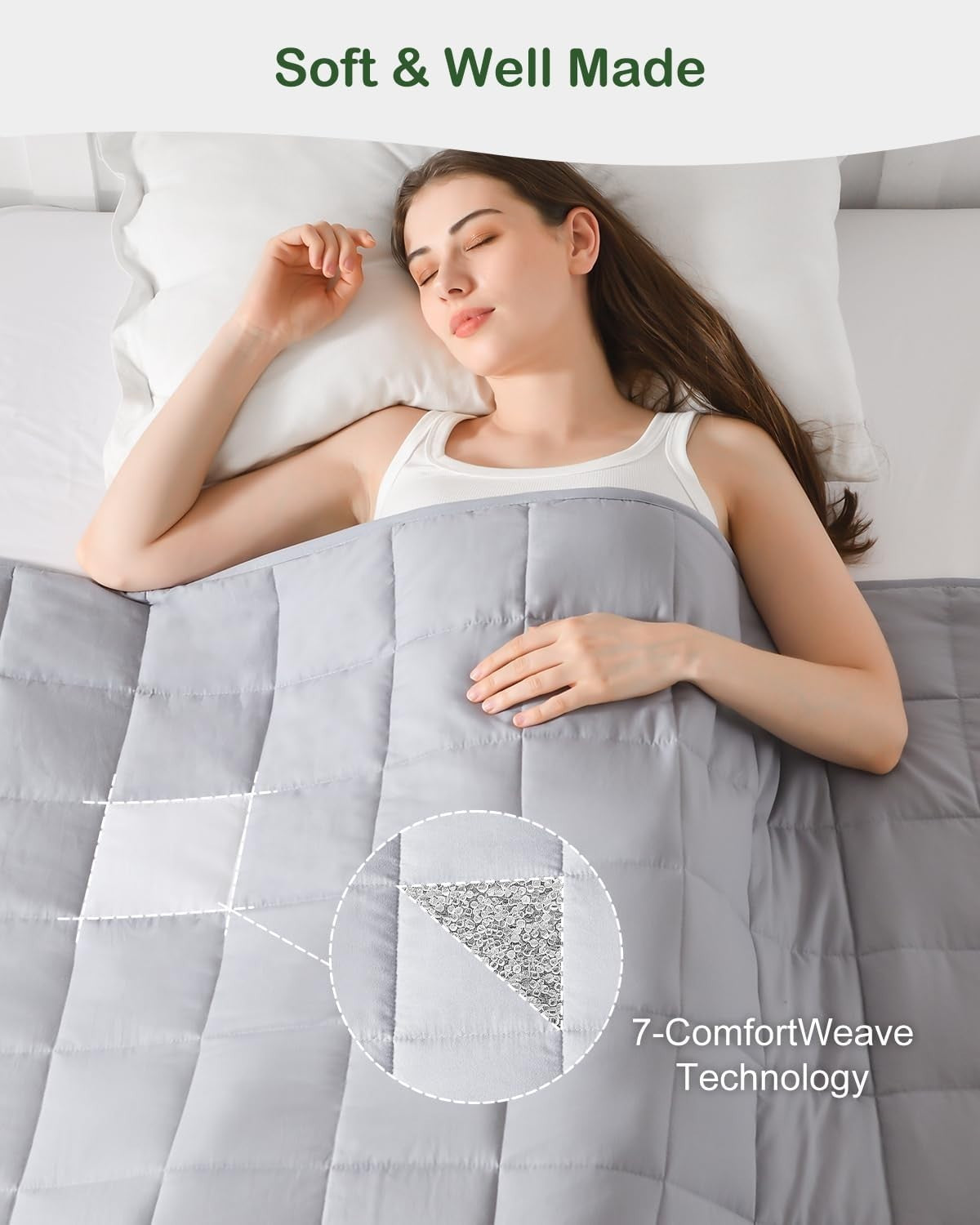 Weighted Blanket Grey 7kg 150x200cm Soft Breathable Heavy Comfort
