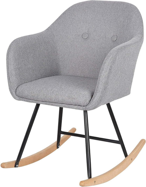 Padded Rocking Chair Armchair Linen Light Grey for Nursery Bedroom Lounge