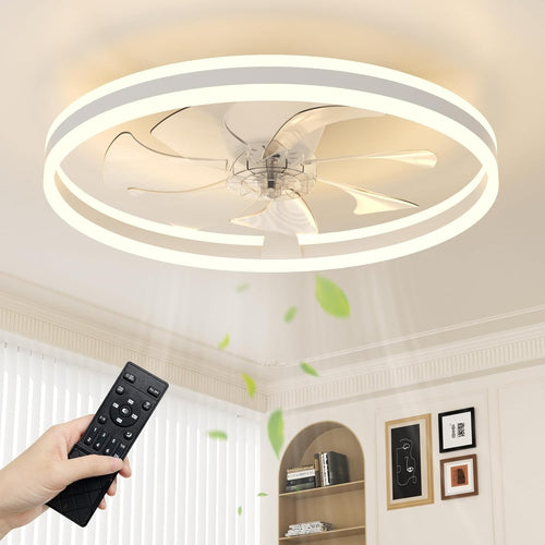 60cm LED Ceiling Fan Light with Remote, 6 Speeds, Quiet, Dimmable, Modern