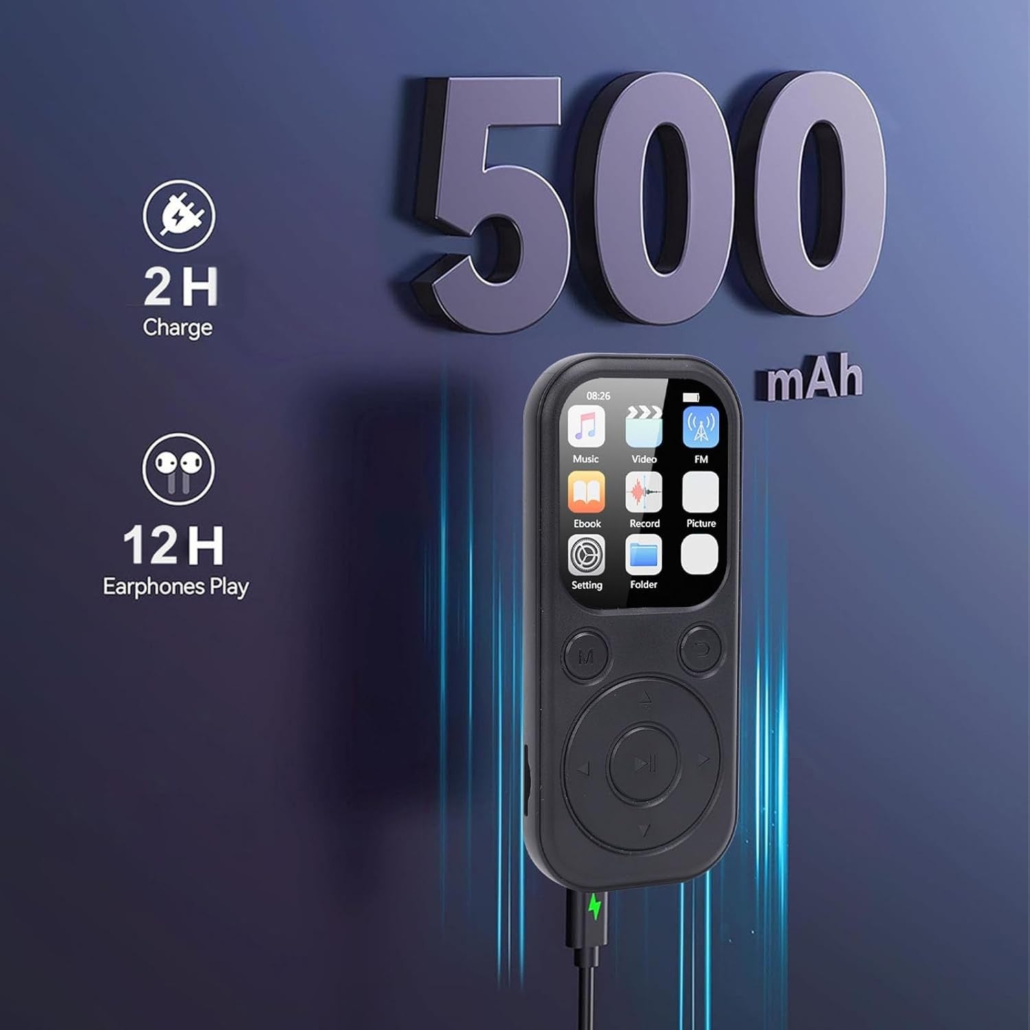 Bluetooth 5.4 16GB Portable MP3 Player w/ FM Radio & Recorder