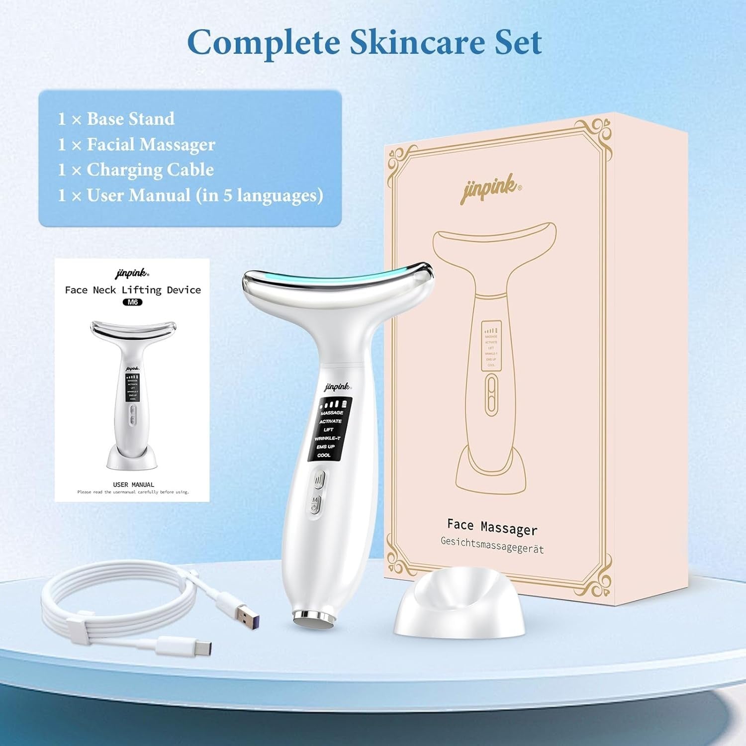 EMS Face Lifting Massager Hot Cold LED Anti Wrinkle Tool