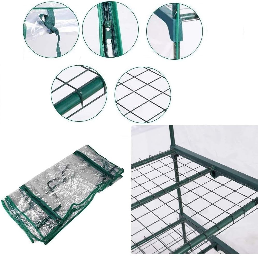 4 Tier Mini Greenhouse | PVC Cold Frame | Steel Shelves | Weatherproof Garden