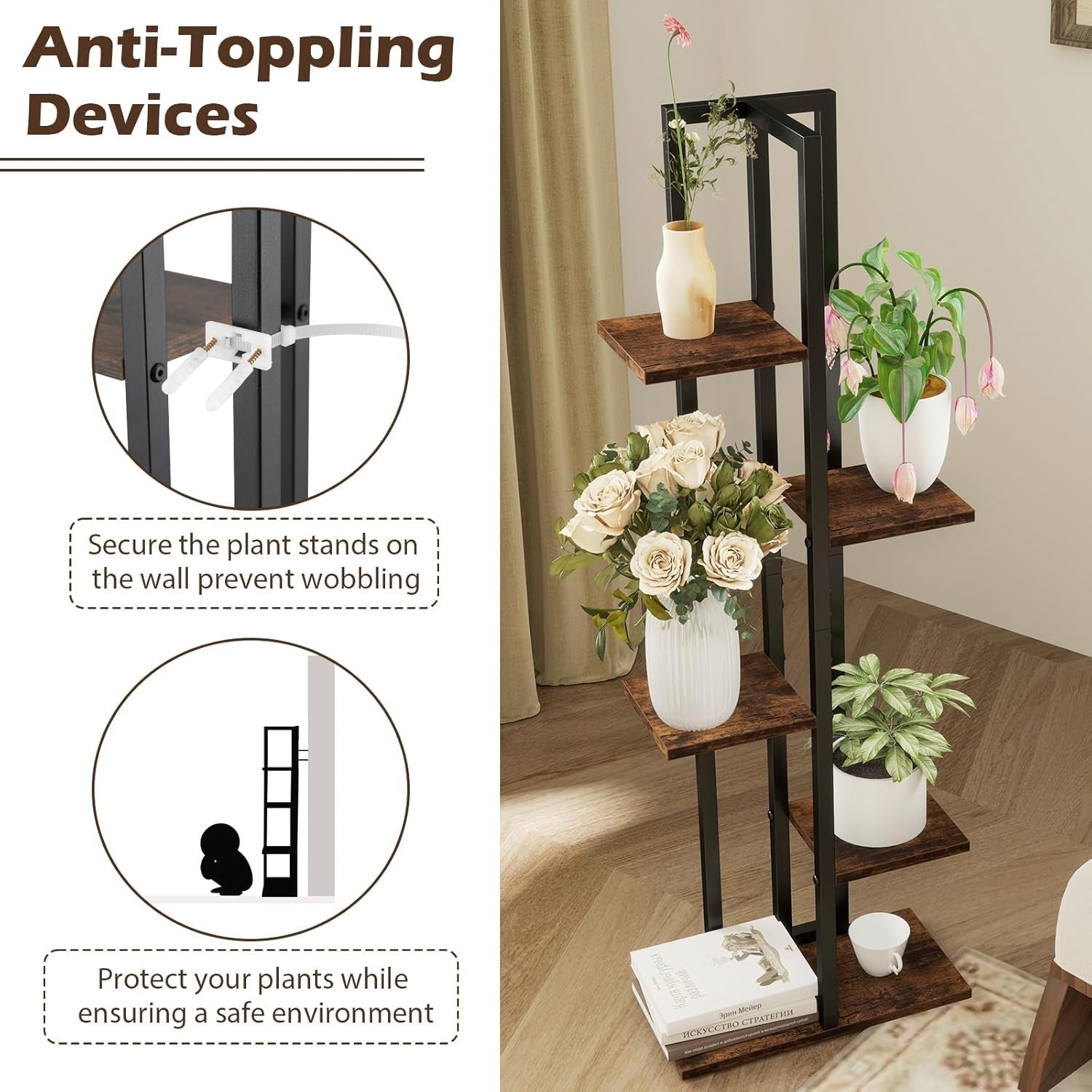 Set of 3 Tall Metal Plant Stands 4+5+6 Tier Indoor Flower Shelf for Home Garden