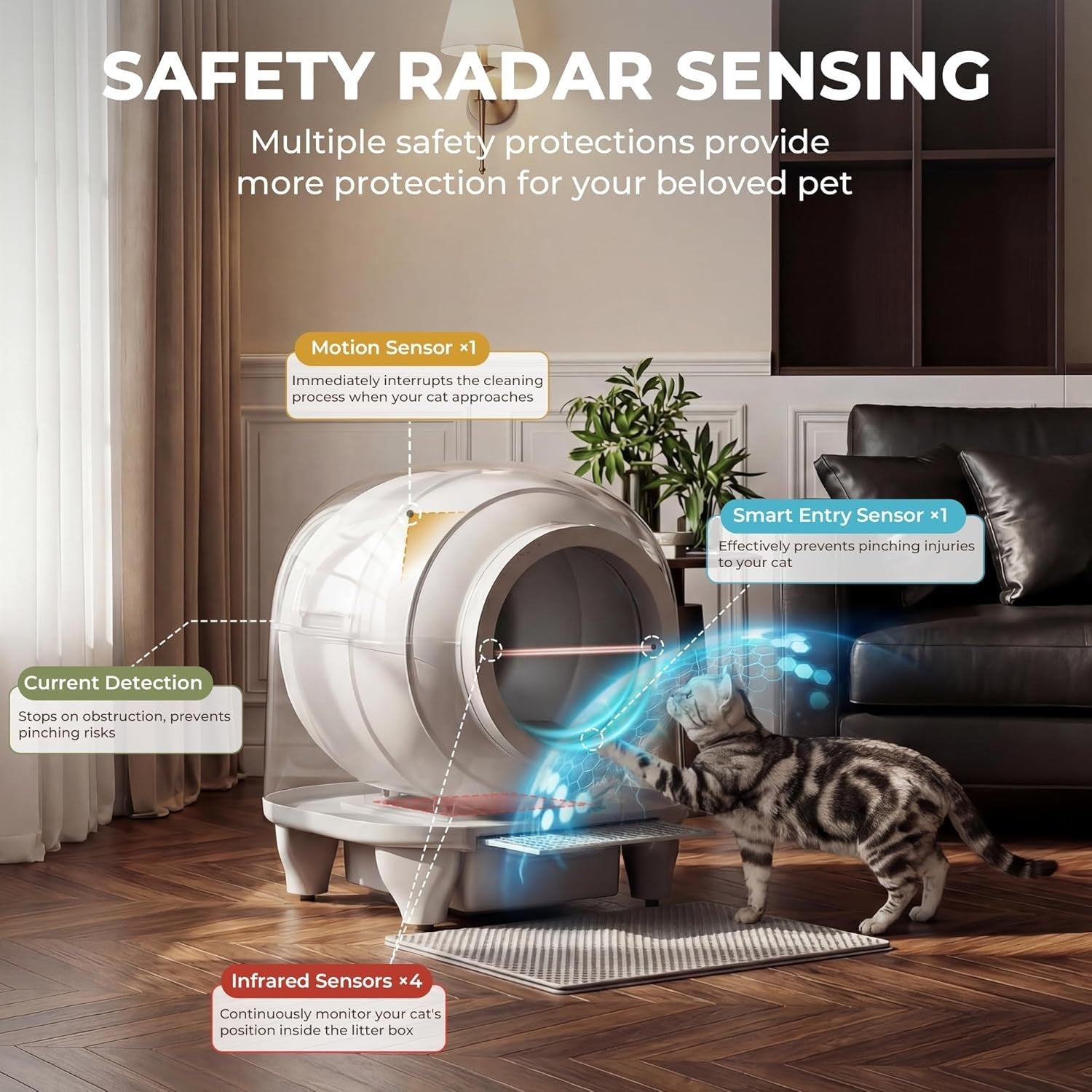 XXL Self Cleaning Cat Litter Box Automatic App Control Odor Removal