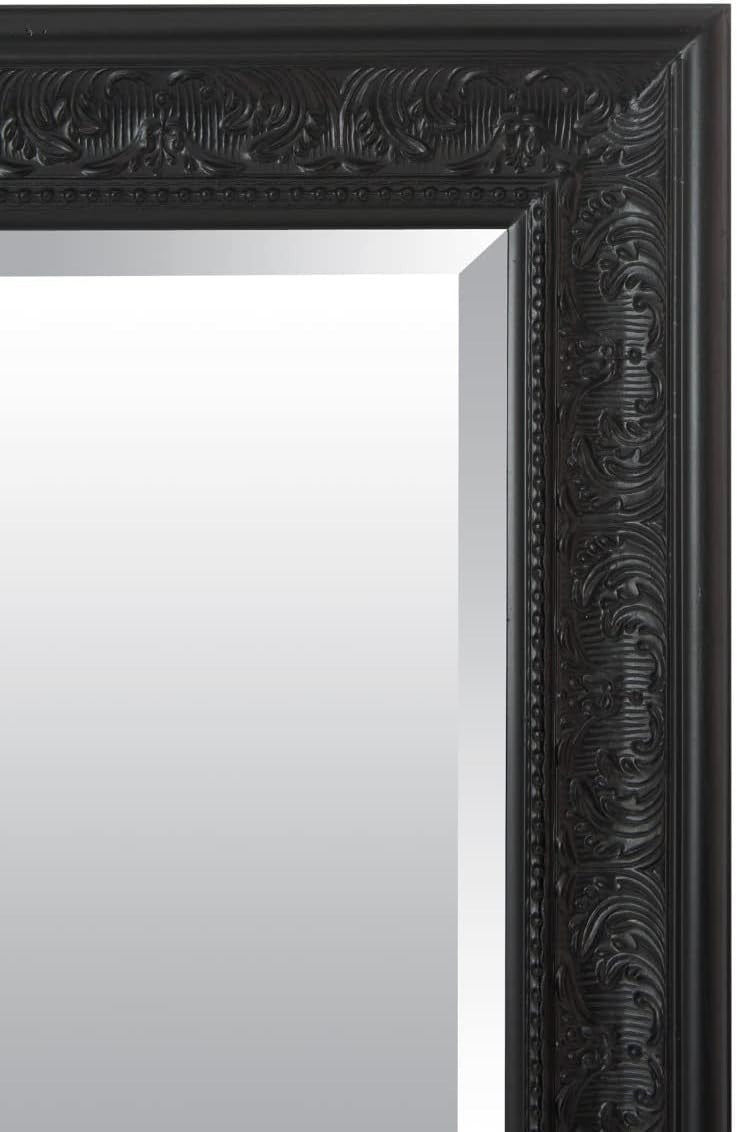 Antique Full Length Wall Mirror 160x73cm Black Bevelled Glass Classic Design