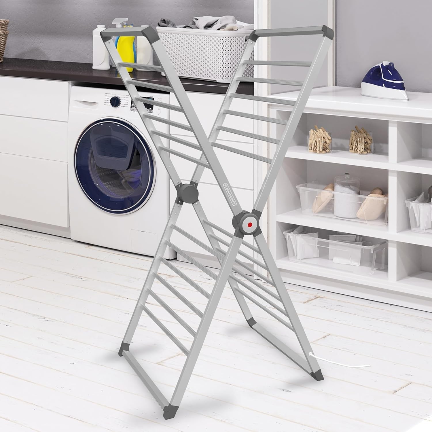 X Frame Heated Clothes Airer 12.5m Drying Space Foldable Energy Efficient