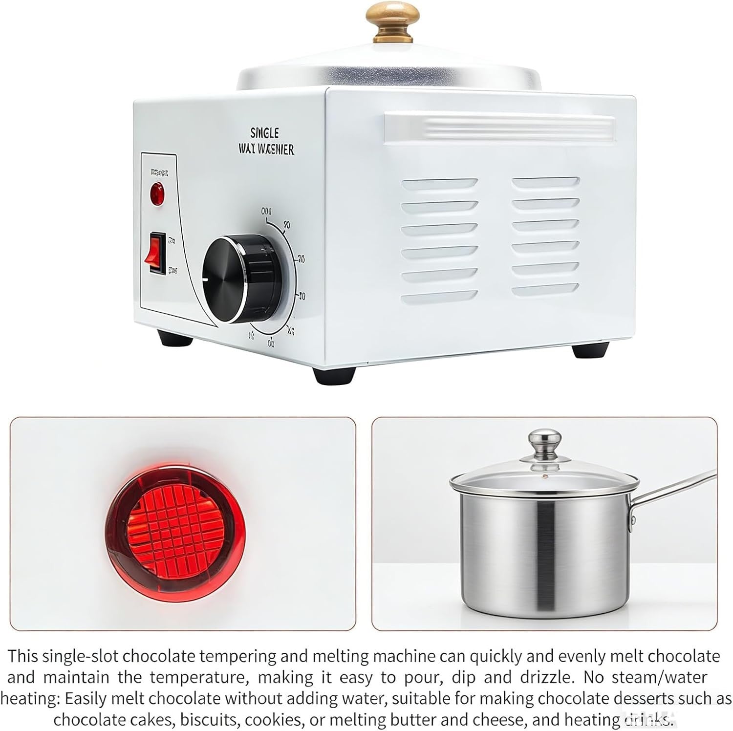 Electric Chocolate Melting Pot 600ml Fondue Warmer Temp Control