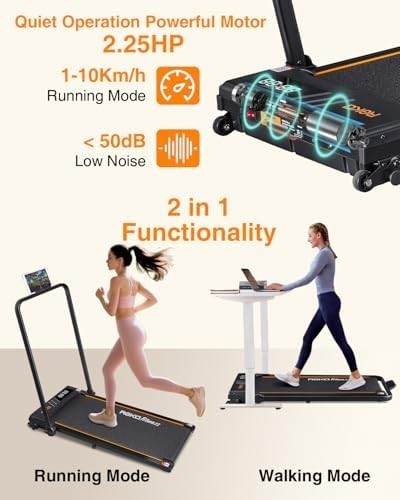 Compact Folding Treadmill 2.25HP Electric Running Machine Up to 10KM/H