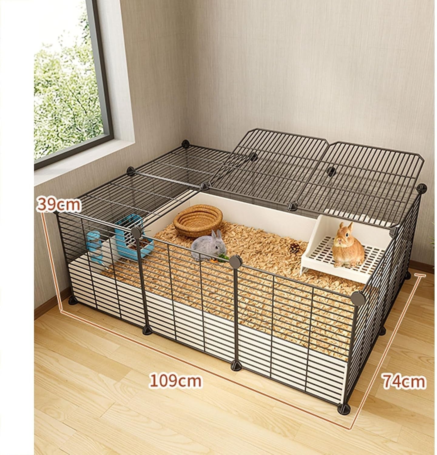 Large Indoor Rabbit Hutch Metal Wire Cage Secure Small Animal Enclosure
