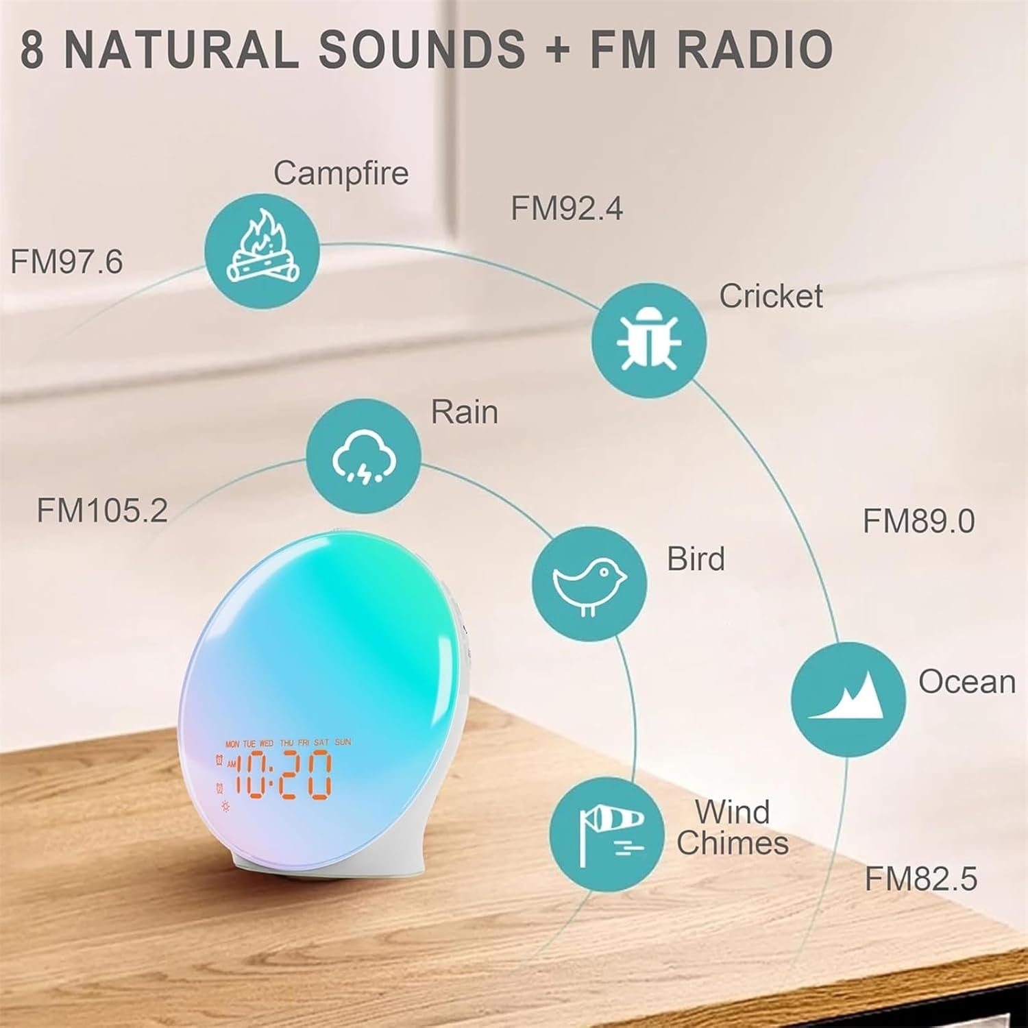 Sunrise Wake Up Light Alarm Clock FM Radio Dual Alarm Night Light