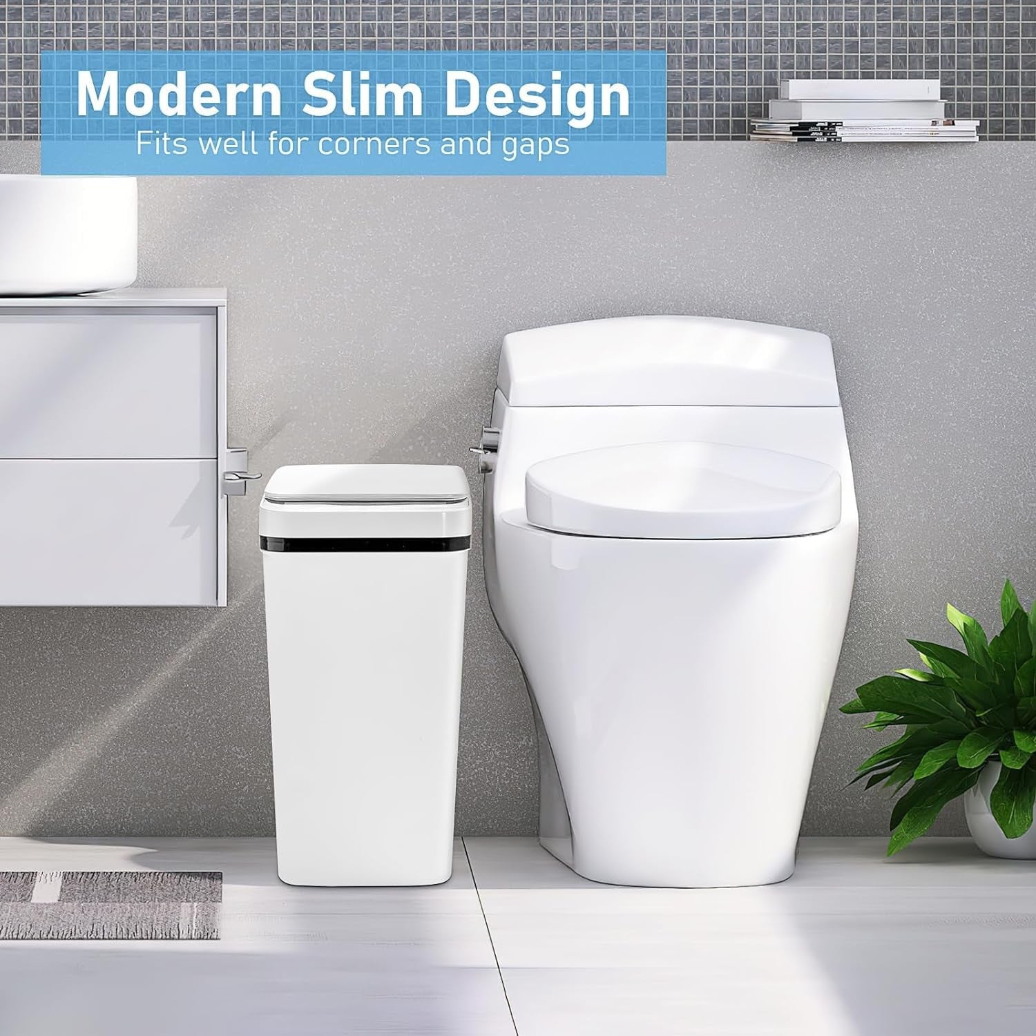 2 Pack Touchless Sensor Bins 4.7 & 3 Gallon White
