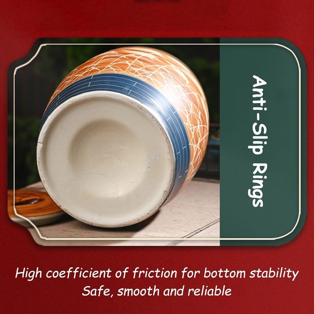 10KG Ceramic Rice Storage Jar Sealed Porcelain Grain Container Lid