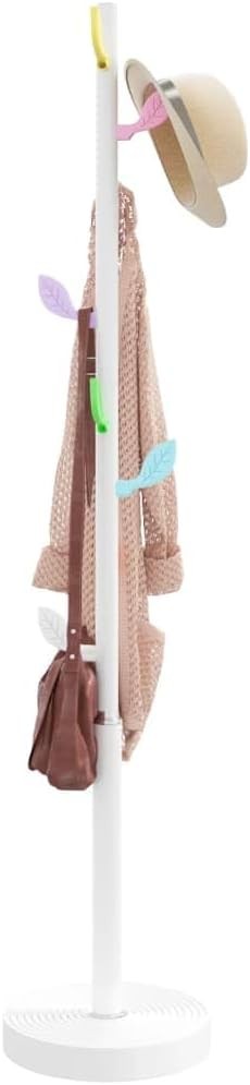 Modern White Metal Coat Rack Stand | Freestanding Hall Tree with Cement Base 172