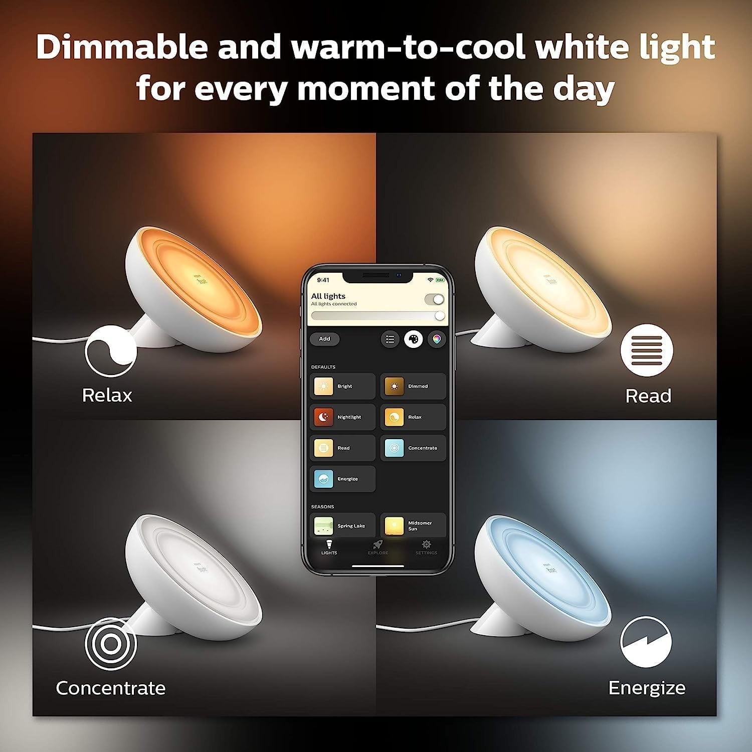 Smart Color LED Table Lamp with Bluetooth & Voice Control, 16M Colors