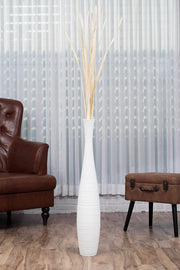Large White Floor Vase 85cm Tall Wooden Decor for Pampas Grass