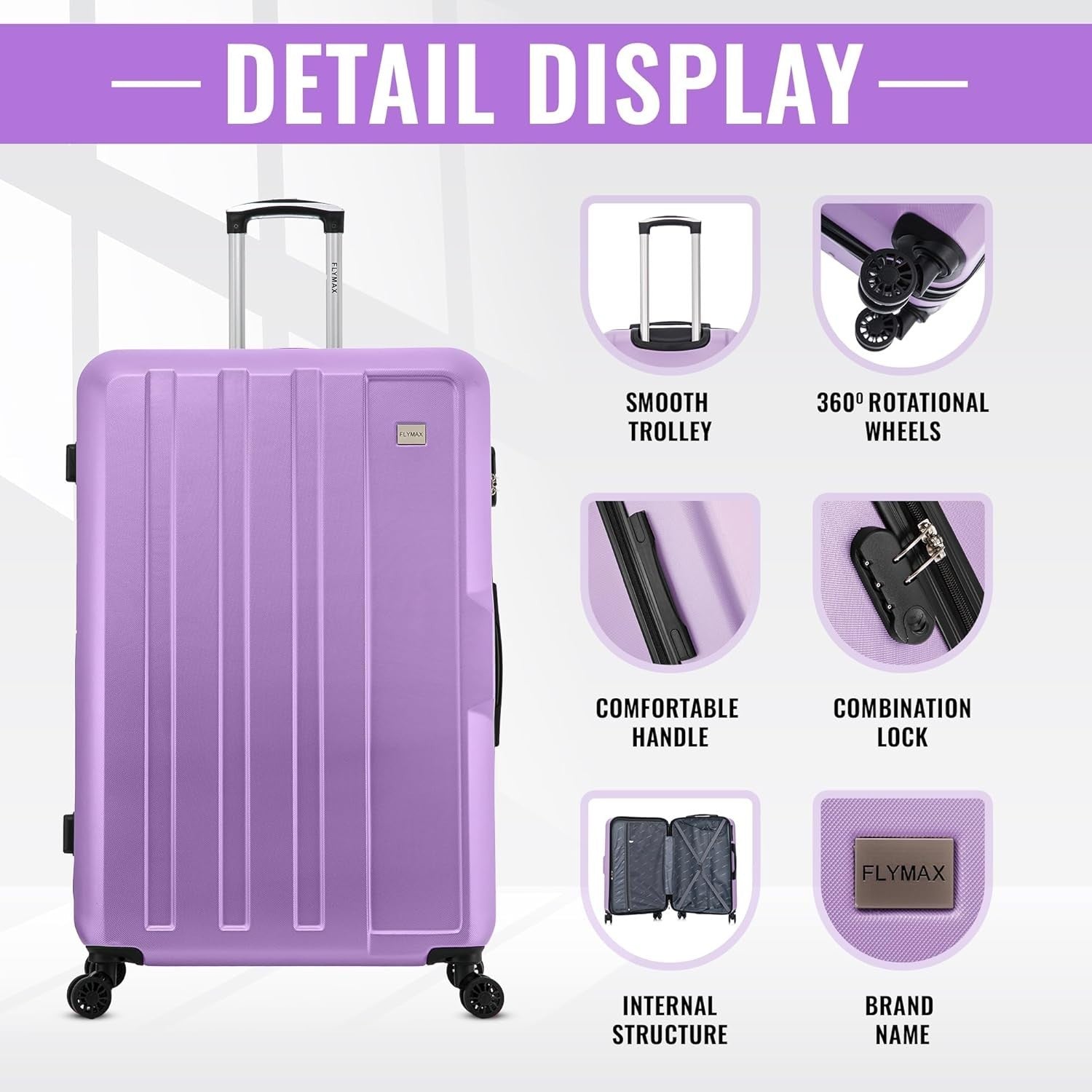 2pc Hard Shell Luggage Set Large + Medium Suitcases 4 Wheel Lightweight