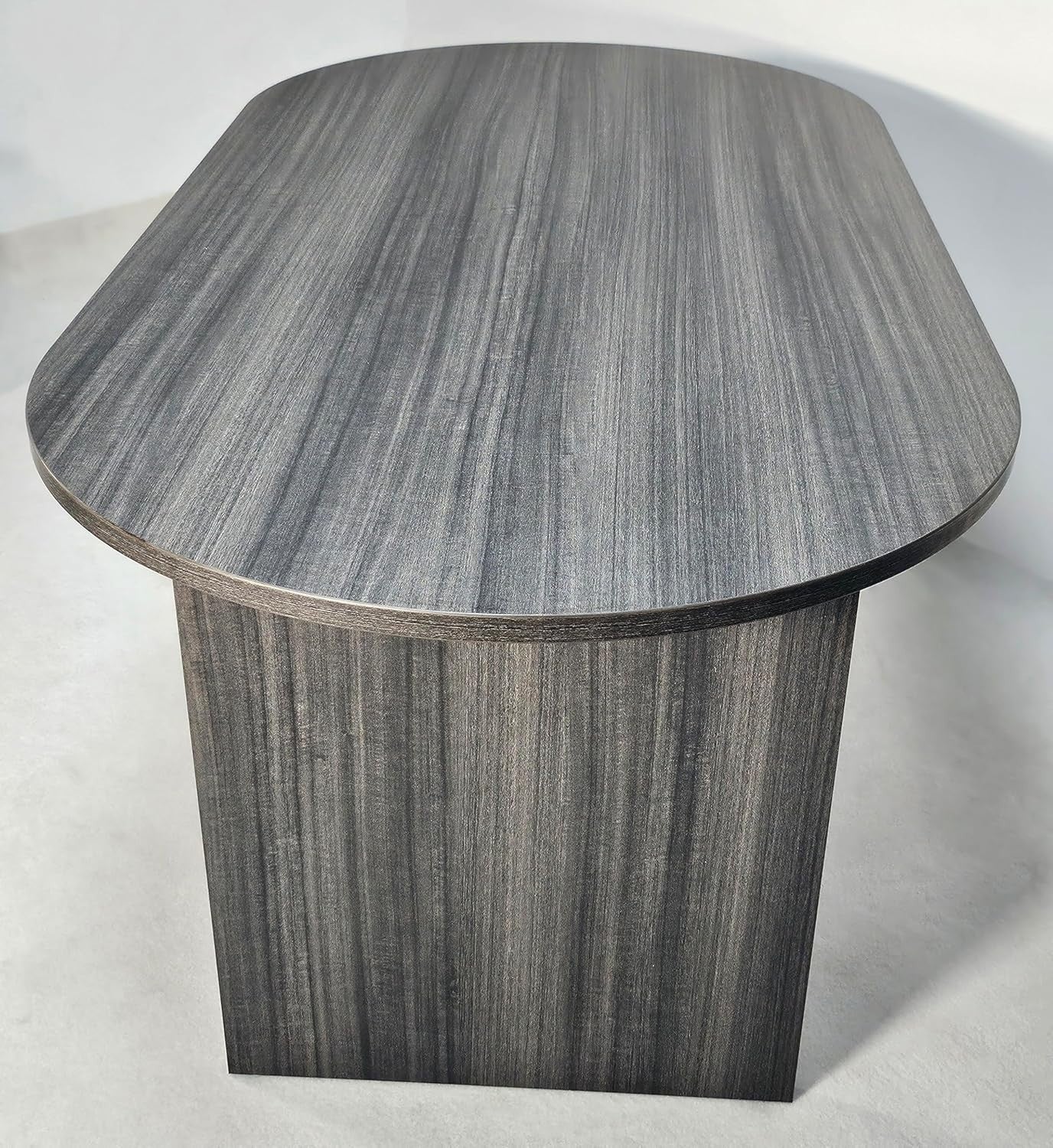 Grey Oak Radial Meeting Table – Modern 150x75cm Office Desk Space-Saving