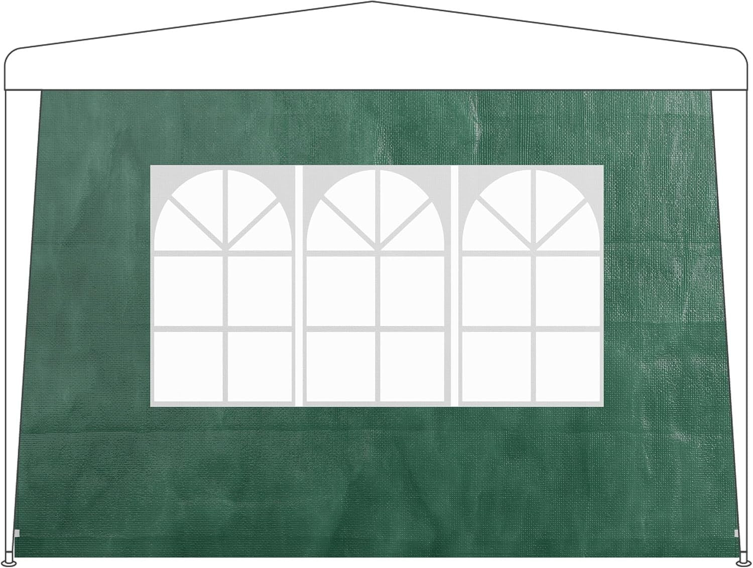Gazebo Side Panels 3pc Set 2x3m Waterproof Party Tent Walls w/ Window Green