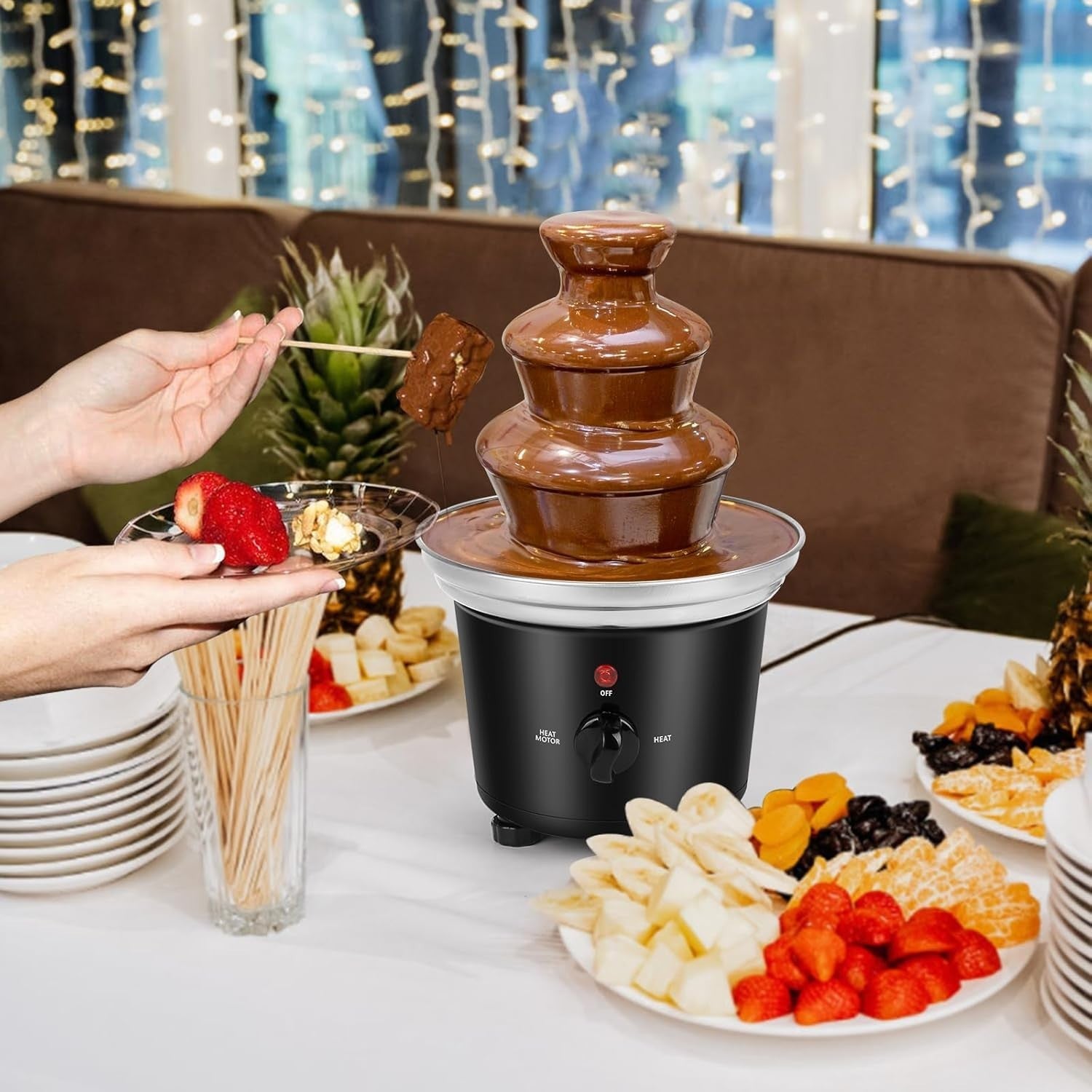 Mini Chocolate Fountain Machine Electric Fondue Party Melter Steel