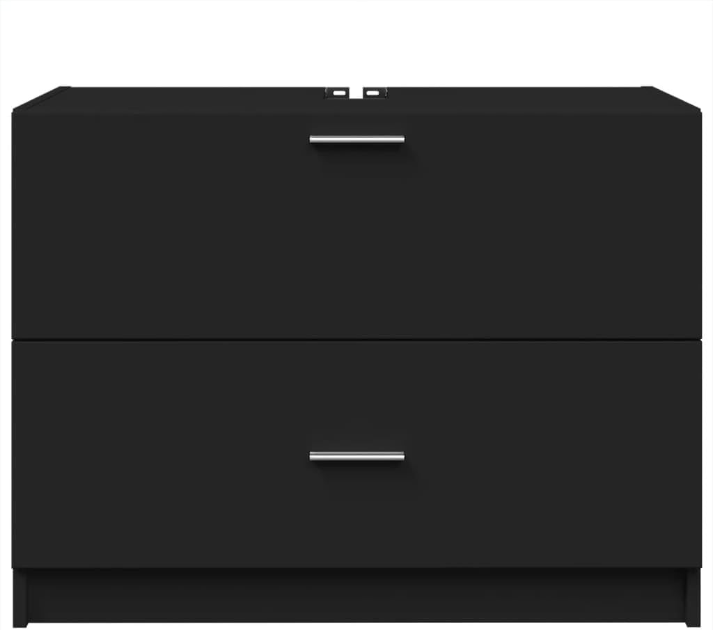 Black Under Sink Bathroom Cabinet 78x37x59cm Modern Vanity Storage Unit
