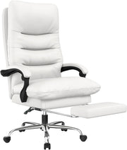 Big & Tall Ergonomic Office Chair Executive Desk Seat Adjustable Foot Rest White
