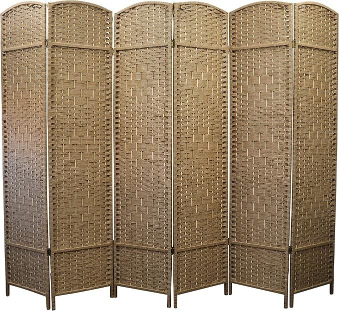 Natural Bamboo 6 Panel Folding Room Divider – Freestanding Privacy Screen