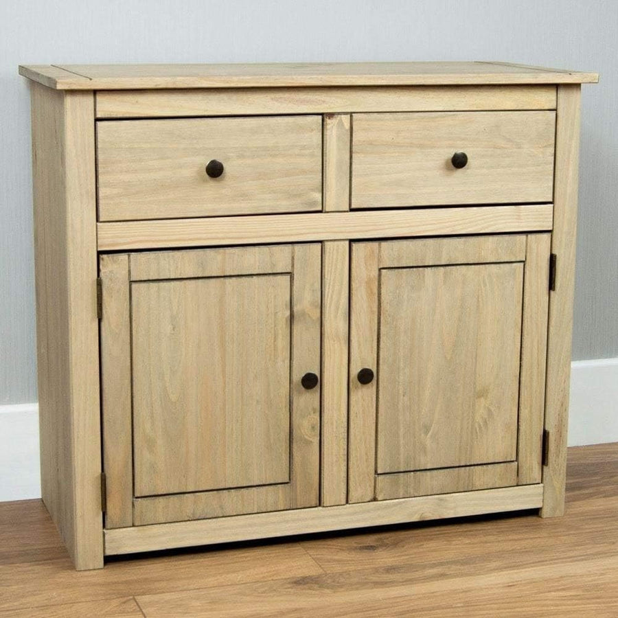 Solid Pine Sideboard Storage Cabinet 2 Doors 2 Drawers Rustic Living Room