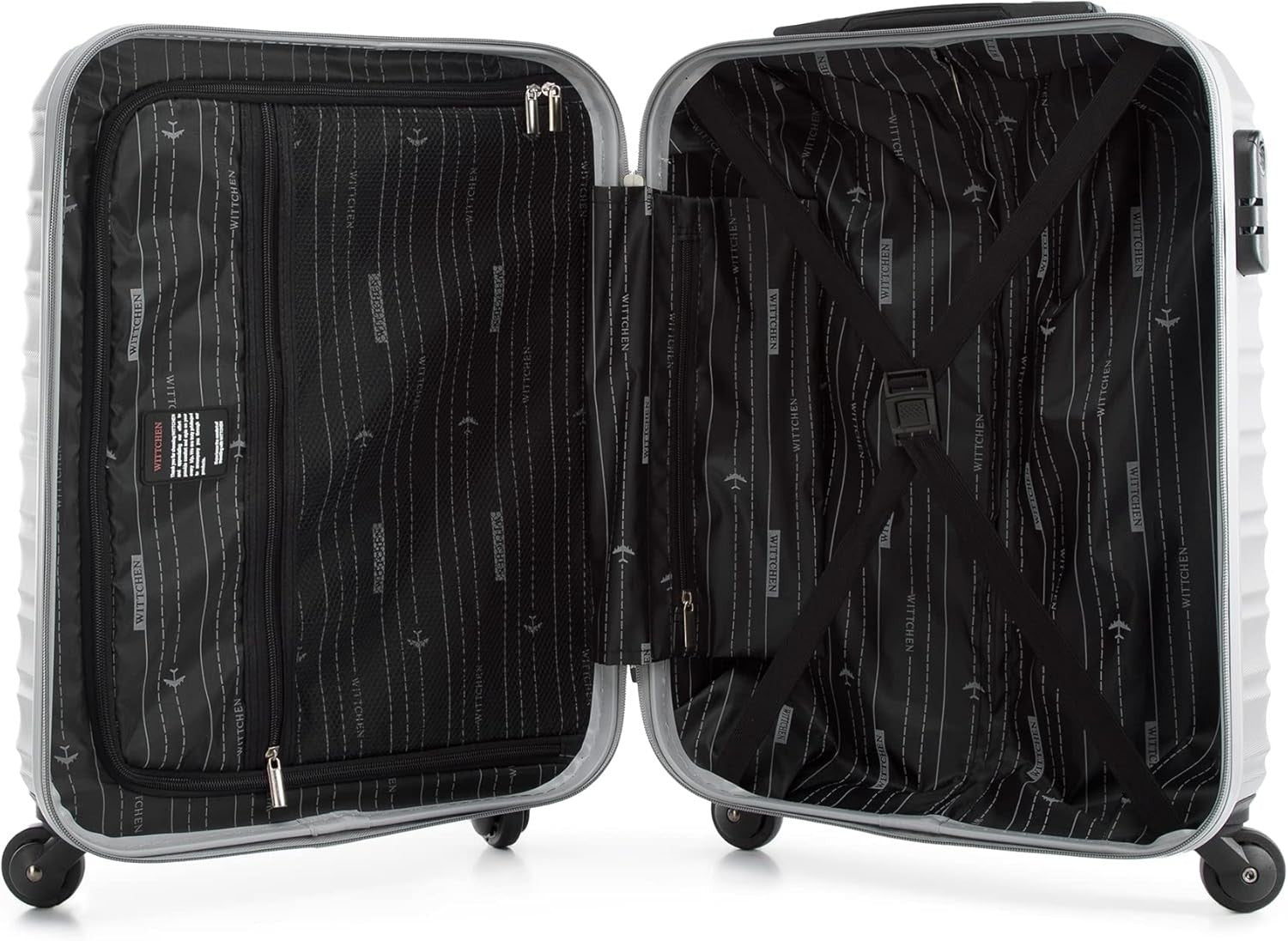 ABS Hardshell Carry On Cabin Suitcase 4 Spinner Wheels Lock Grey