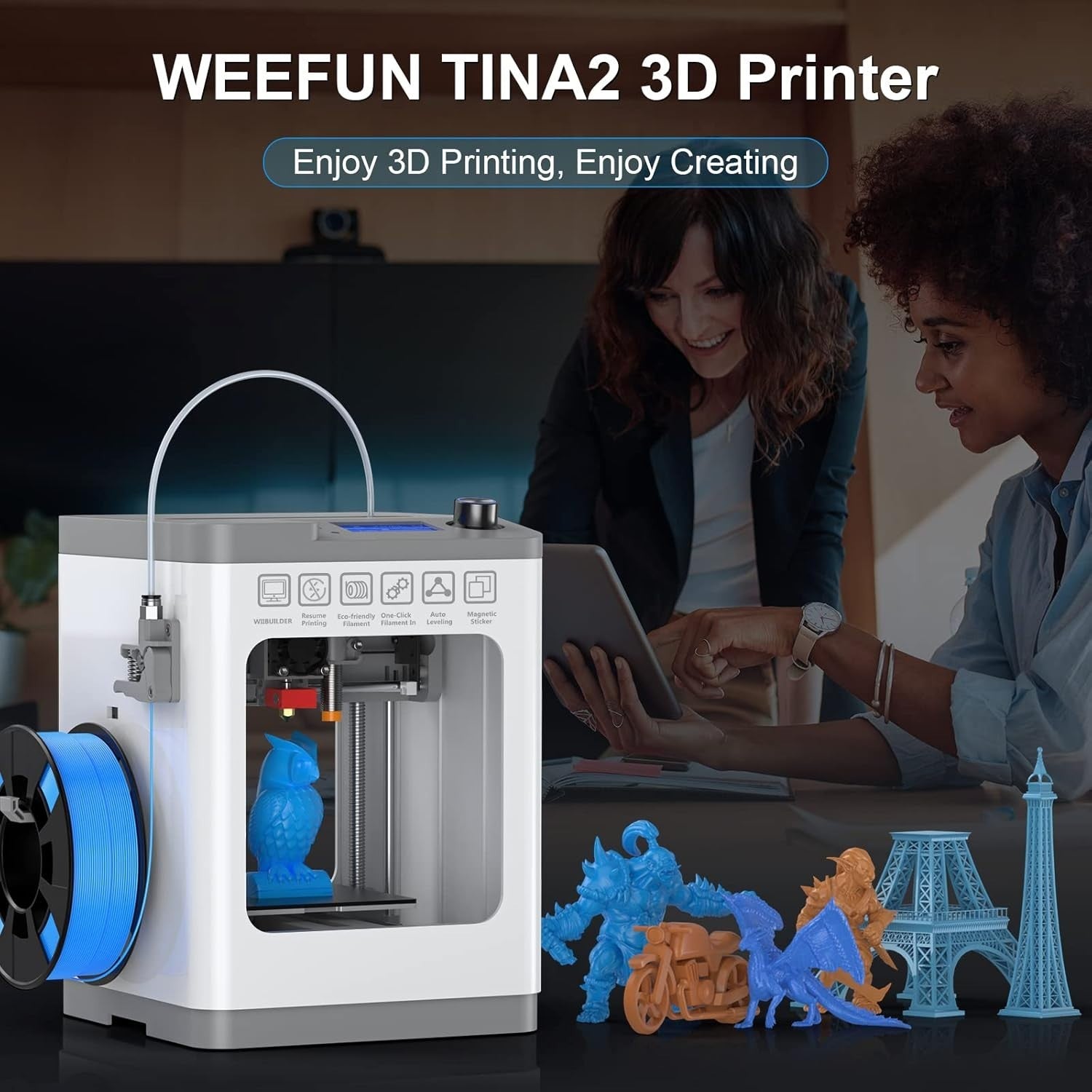 Auto Level Mini 3D Printer Beginner Ready Resume Print Magnetic Bed LCD