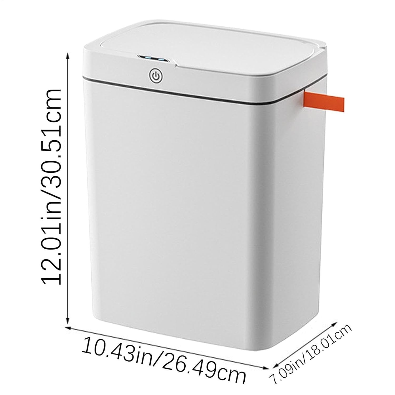Touchless Motion Sensor Trash Bin | USB Rechargeable 2.6 Gal White