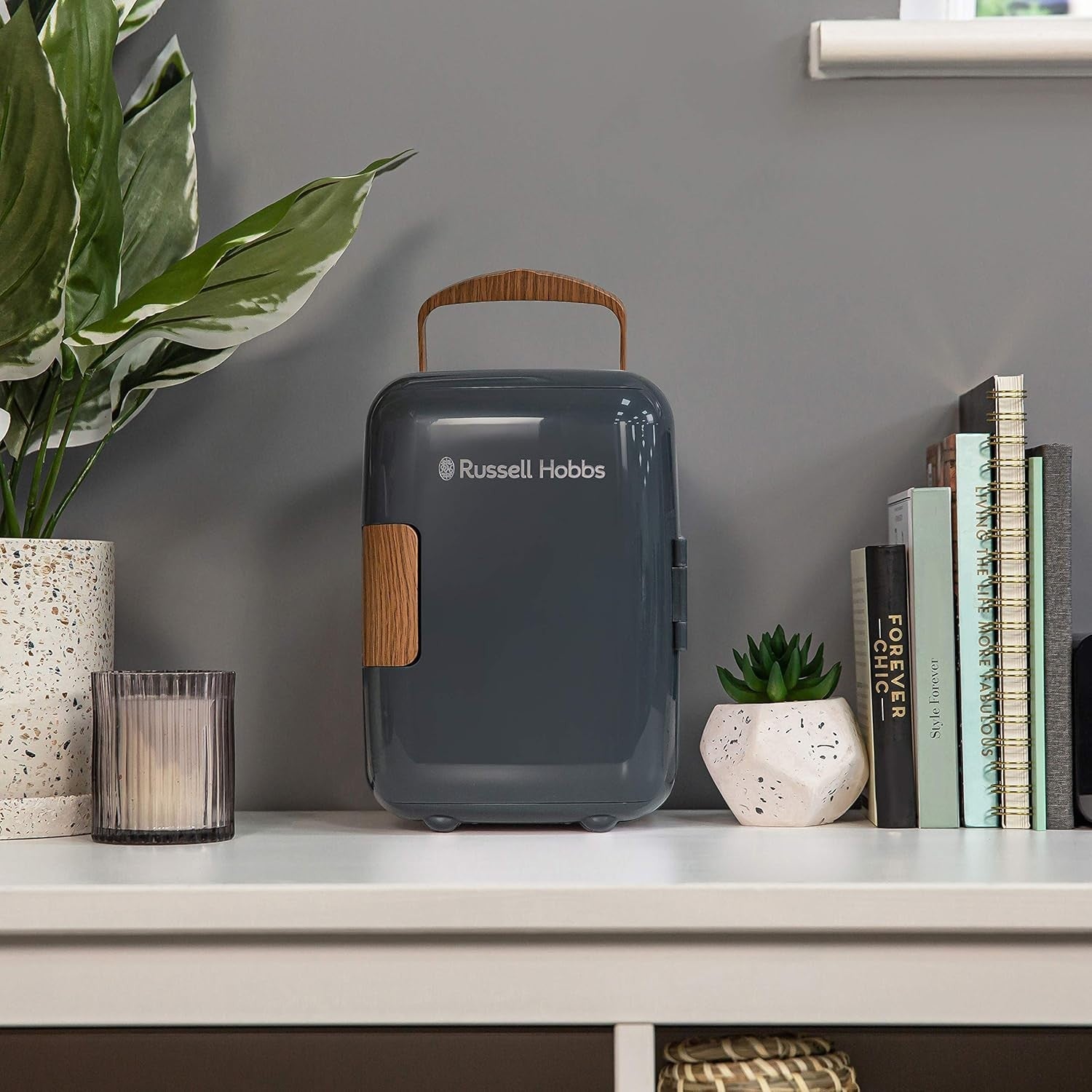 Portable 4L Mini Cooler & Warmer Scandi Style for Office Bedroom Car Grey