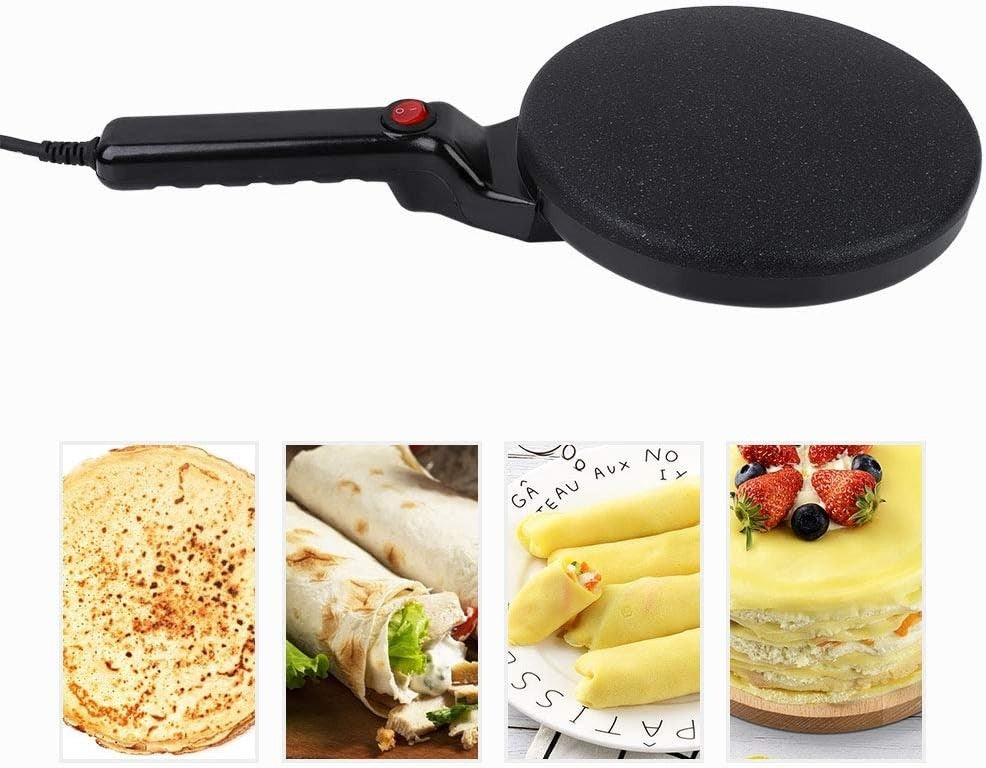 20cm Electric Crepe & Pancake Maker 800W Non-Stick Adjustable Heat