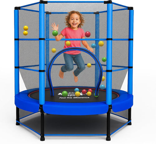 55” Kids Trampoline w Safety Enclosure Indoor Outdoor Bungee Frame