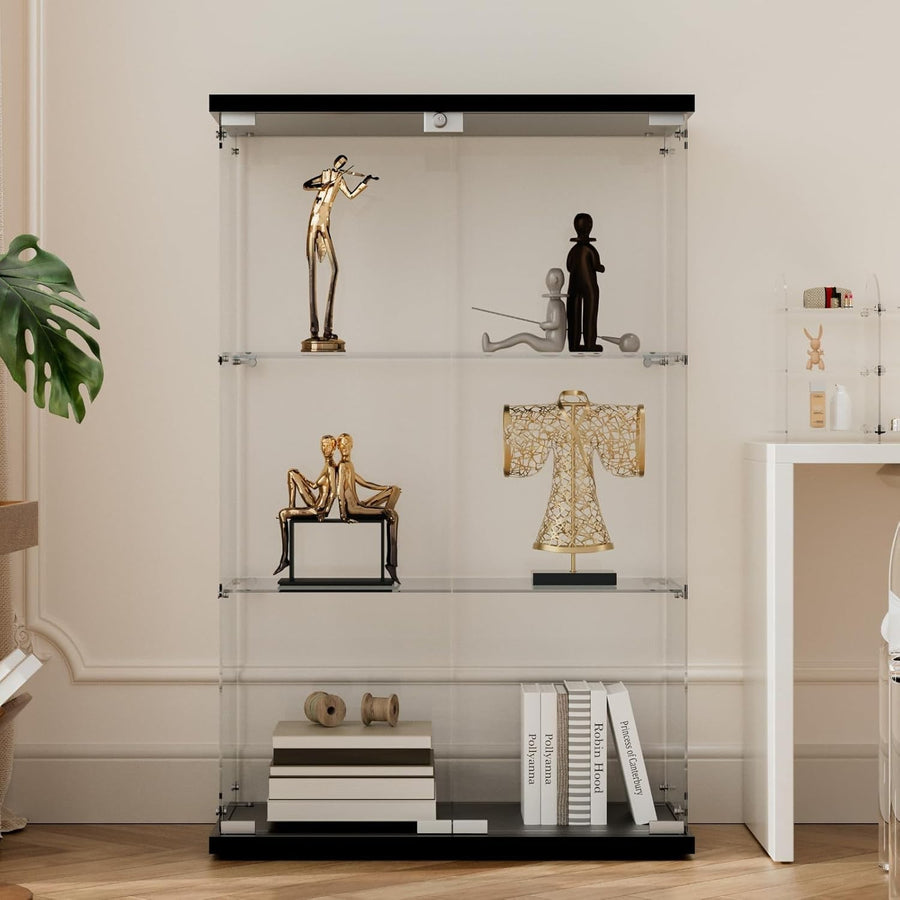 Tempered Glass Display Cabinet 49" Double Door Storage with Lock