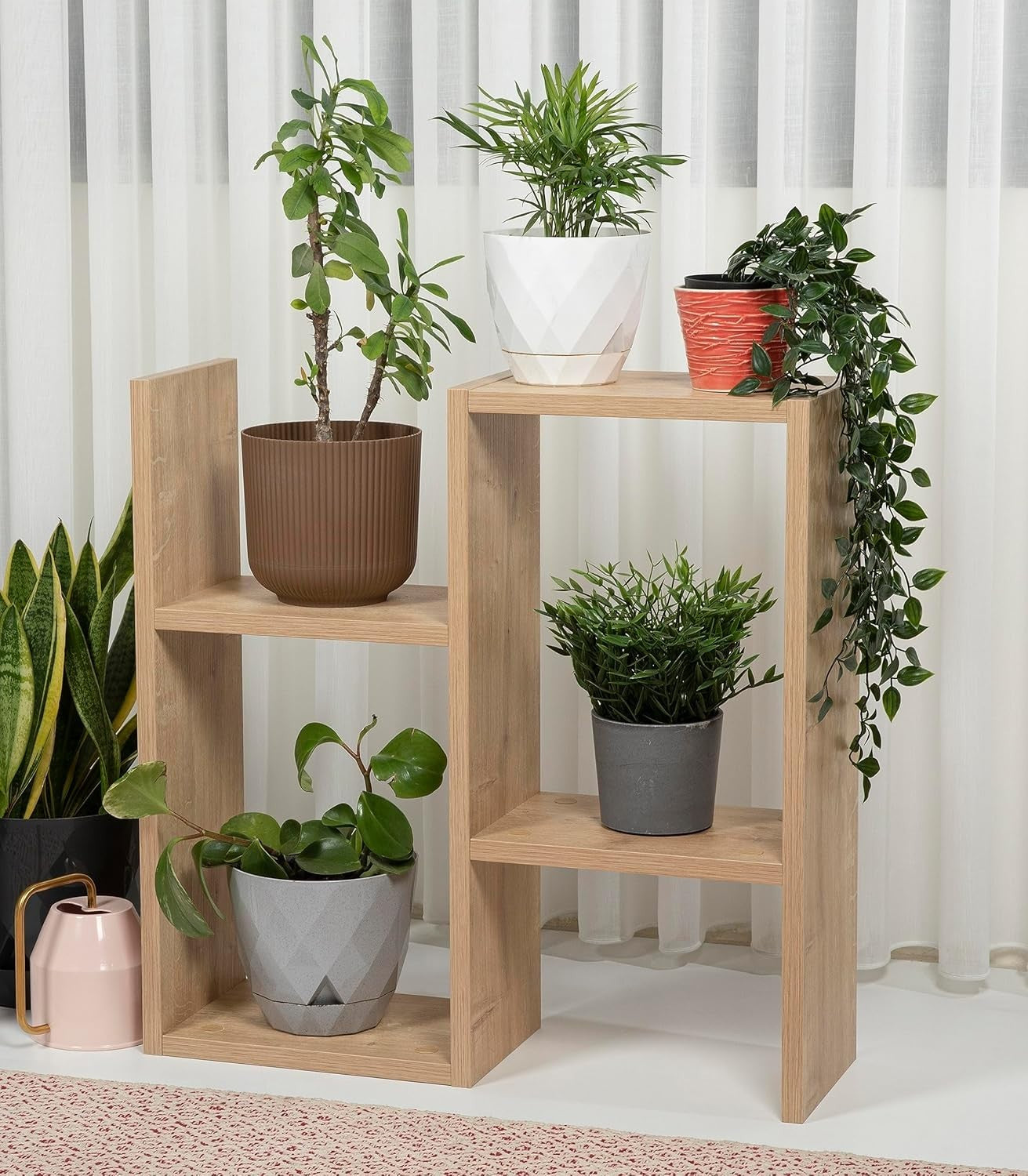 Oak 2-Tier Storage Side Table – Slim, Versatile Organizer, Easy Assembly