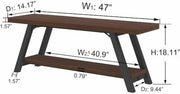 Walnut Industrial Entryway Storage Bench Metal Frame Shoe Rack Seat for Hallway