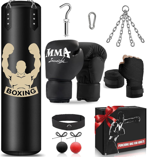4ft Boxing Punch Bag Unfilled Adult Training Kit Gloves Reflex Ball
