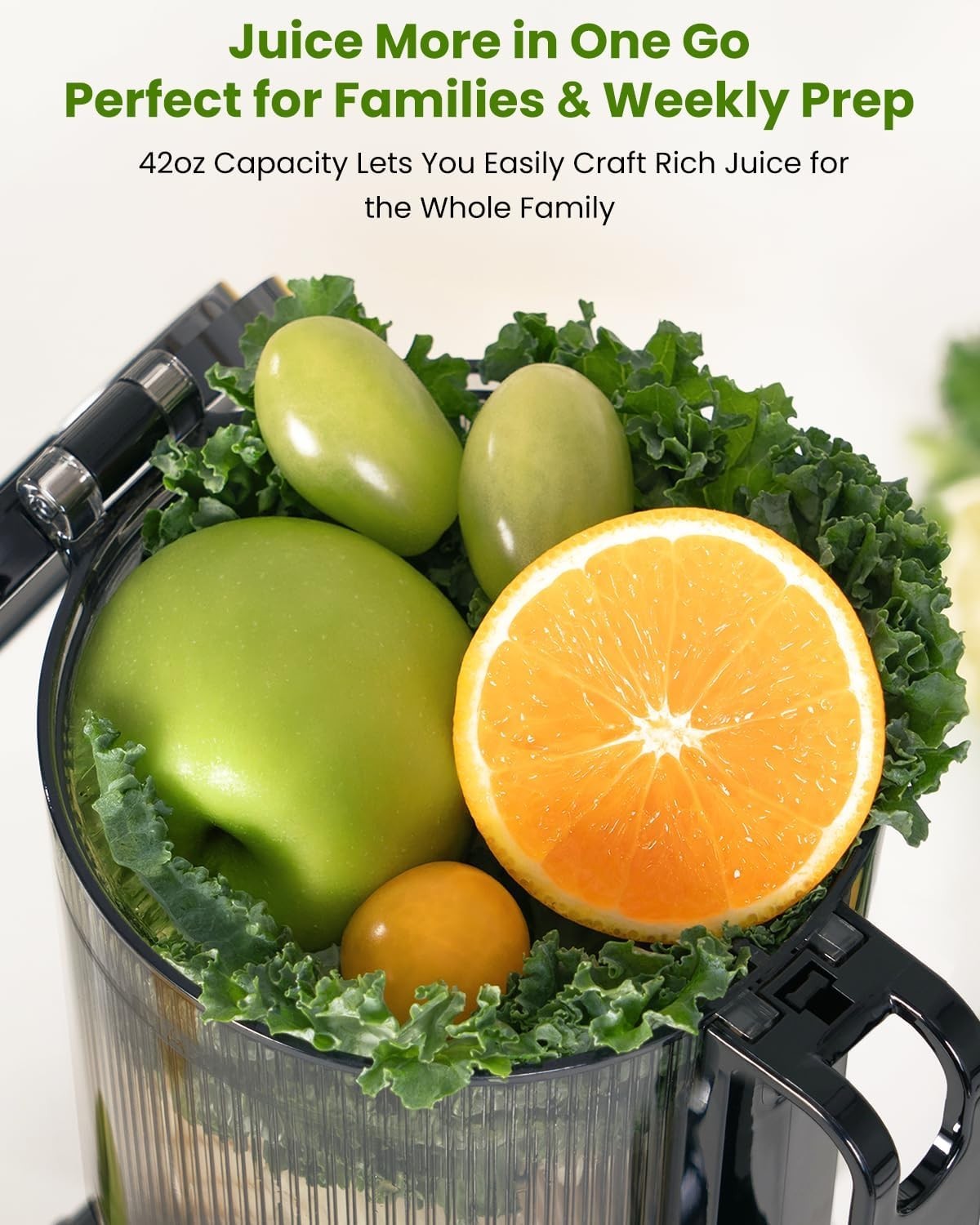 Cold Press Juicer 4.35in Wide Chute Whole Fruit Slow 200W High Yield